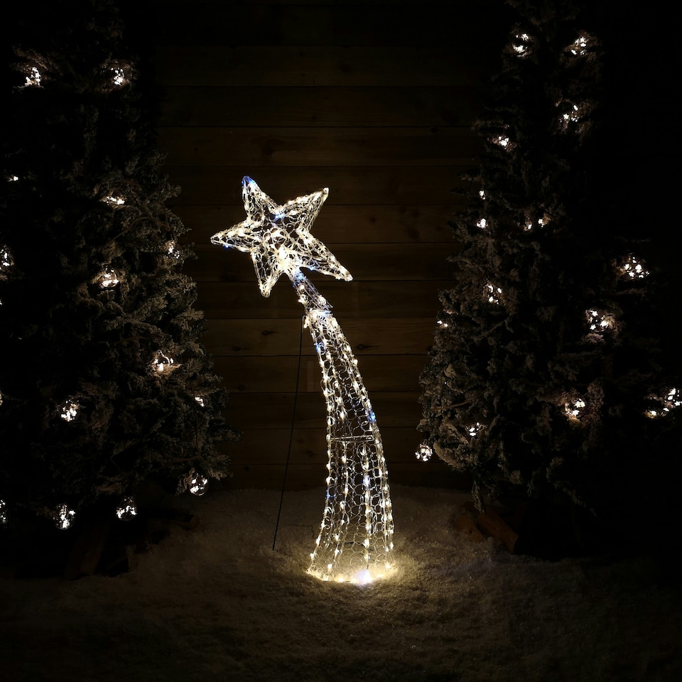 image 1 of 1.2m Light up Soft Acrylic 2D Shooting Christmas Star with 200 LEDs in Warm White