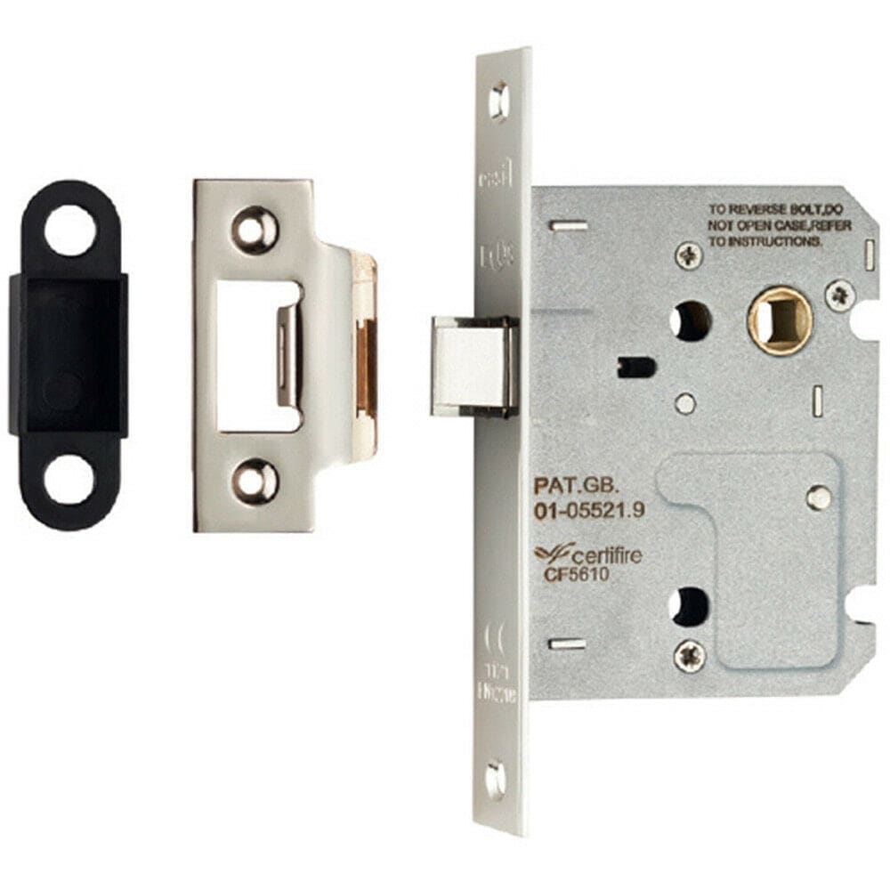 Loops 76mm Residential Contract Upright Latch Square Forend Nickel Plated in Metallics
