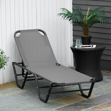 Outsunny Sun Lounger Relaxed Recliner with 5-Position Adjustable Backrest Aluminium Frame for Pool, Sun Bathing, Grey