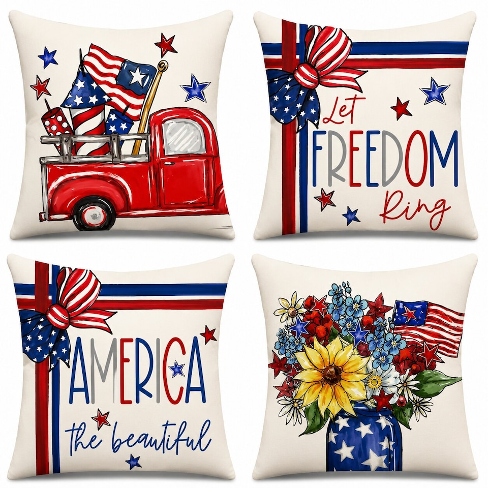 image 1 of Covers&All New Year Decorative Square Throw Pillow Set of 4 with Inserts & Covers Accent Pillows for Sofa, Couch & Home Décor, Square 16 in x 16 in