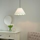 image 3 of ValueLights Florie Natural Linen Large Tapered Lamp Shade with Scallop Green Trim with LED Bulb Green