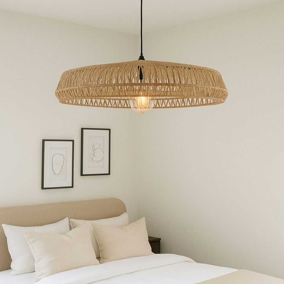 image 1 of CGC Extra Large 70cm Natural String Woven Round Easy Fit Lampshade Brown