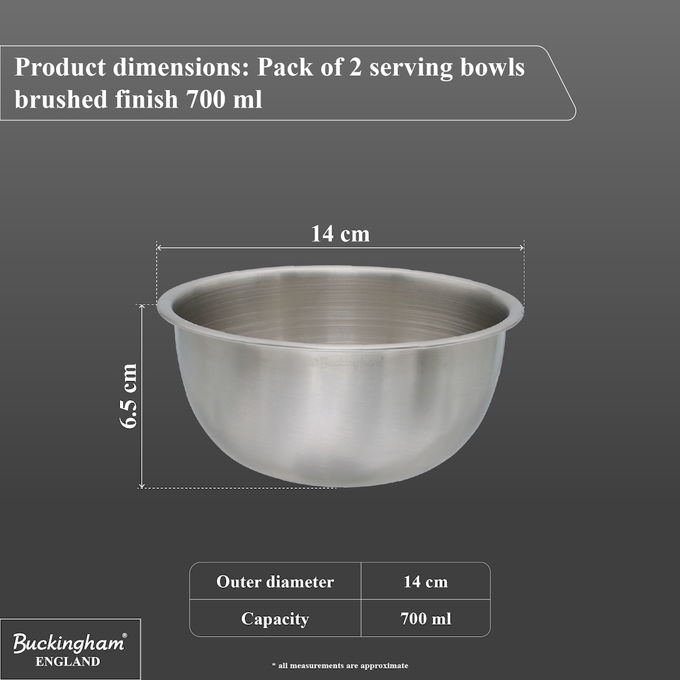image 1 of Bucingham Pack of 2 deep Salad Mixing Bowls Matt Finish14 cm , 0.7 Litre