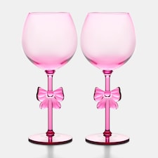 OHS Set of 2 Bow Picnic Wine Glasses Plastic Reusable Champagne Flute