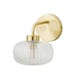 image 1 of ValueLights Amaia Gold IP44 Clear Ribbed Glass Wall Light & Bulbs | Gold