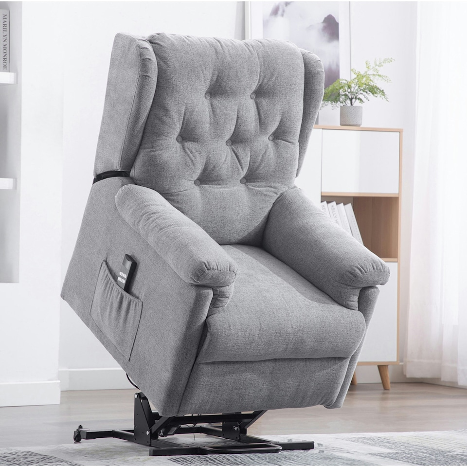 image 1 of Barnsley Fabric Electric Dual Motor Rise Recliner Mobility Armchair (Grey)