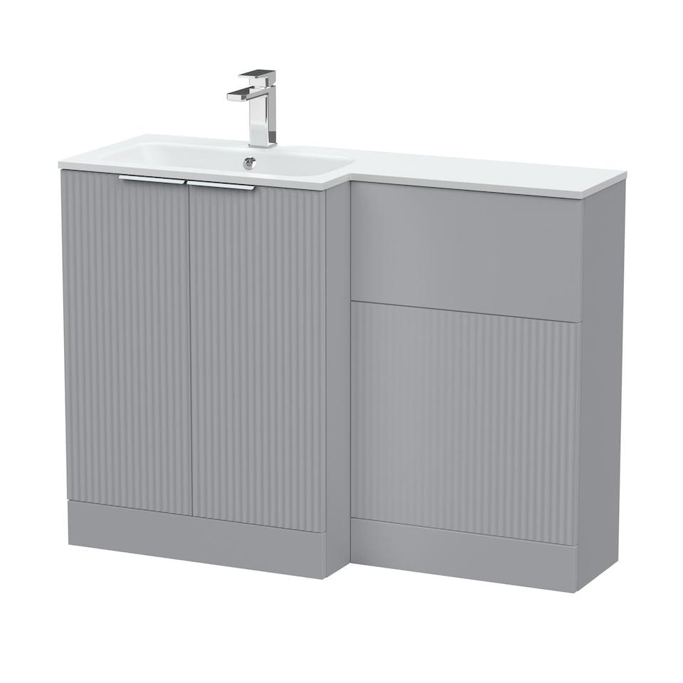 image 1 of Balterley Tixall 2 Door Vanity WC Combi Unit with Stone Basin, LH, 1100mm, Grey