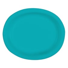 Caribbean Teal Oval Paper Plates 30cm - Pack of 8