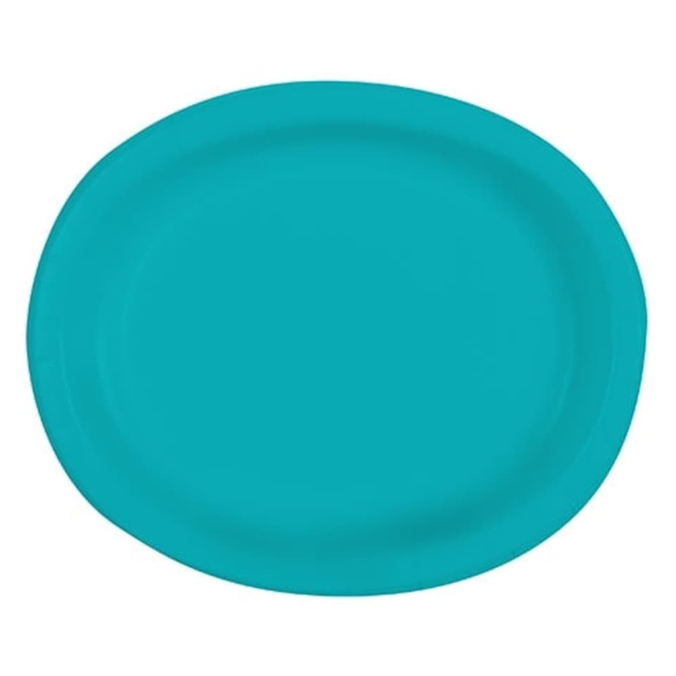 Caribbean Teal Oval Paper Plates 30cm - Pack of 8