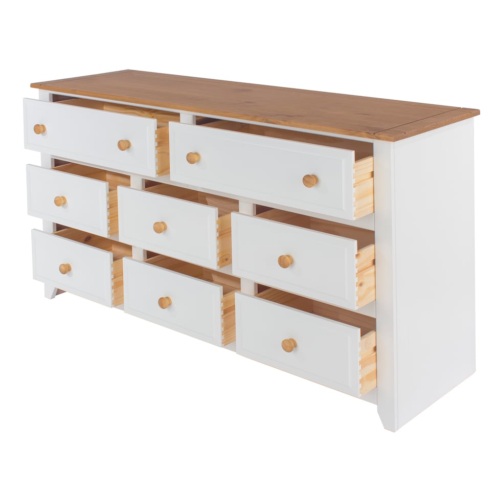 image 1 of Capri 6+2 Drawer White Wide Chest of Drawers - White Painted Pine Bedroom Storage with Shaker Style Legs | White | White | 1