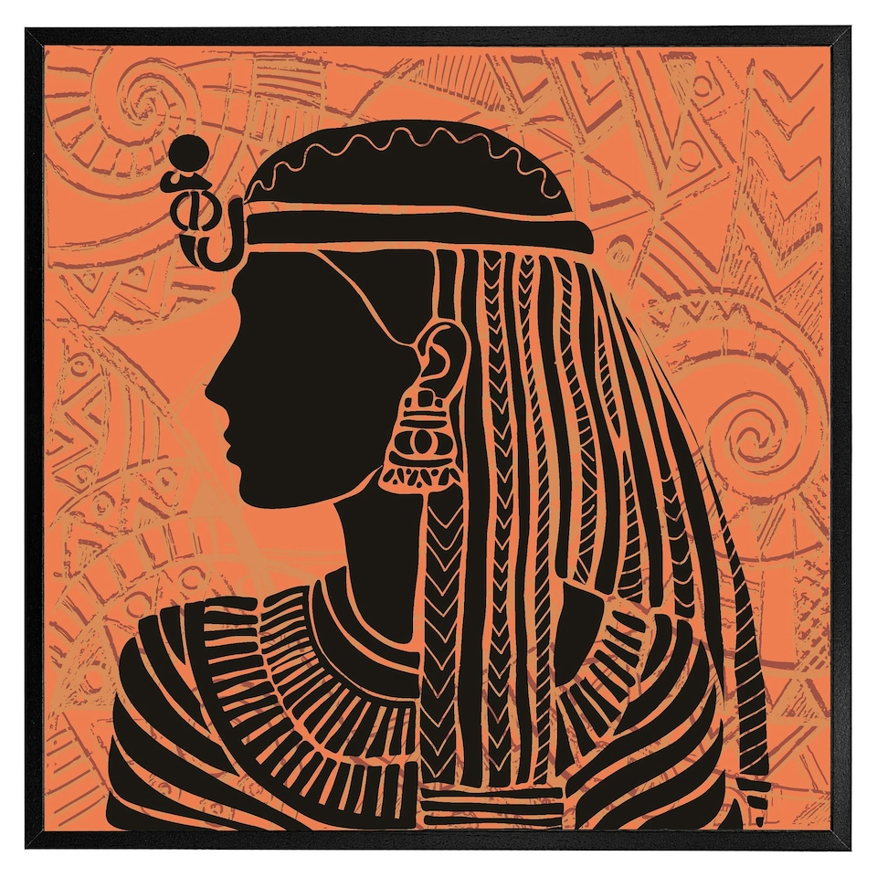 image 1 of Egyptian women on orange (Picture Frame) Brown | Oak | XS