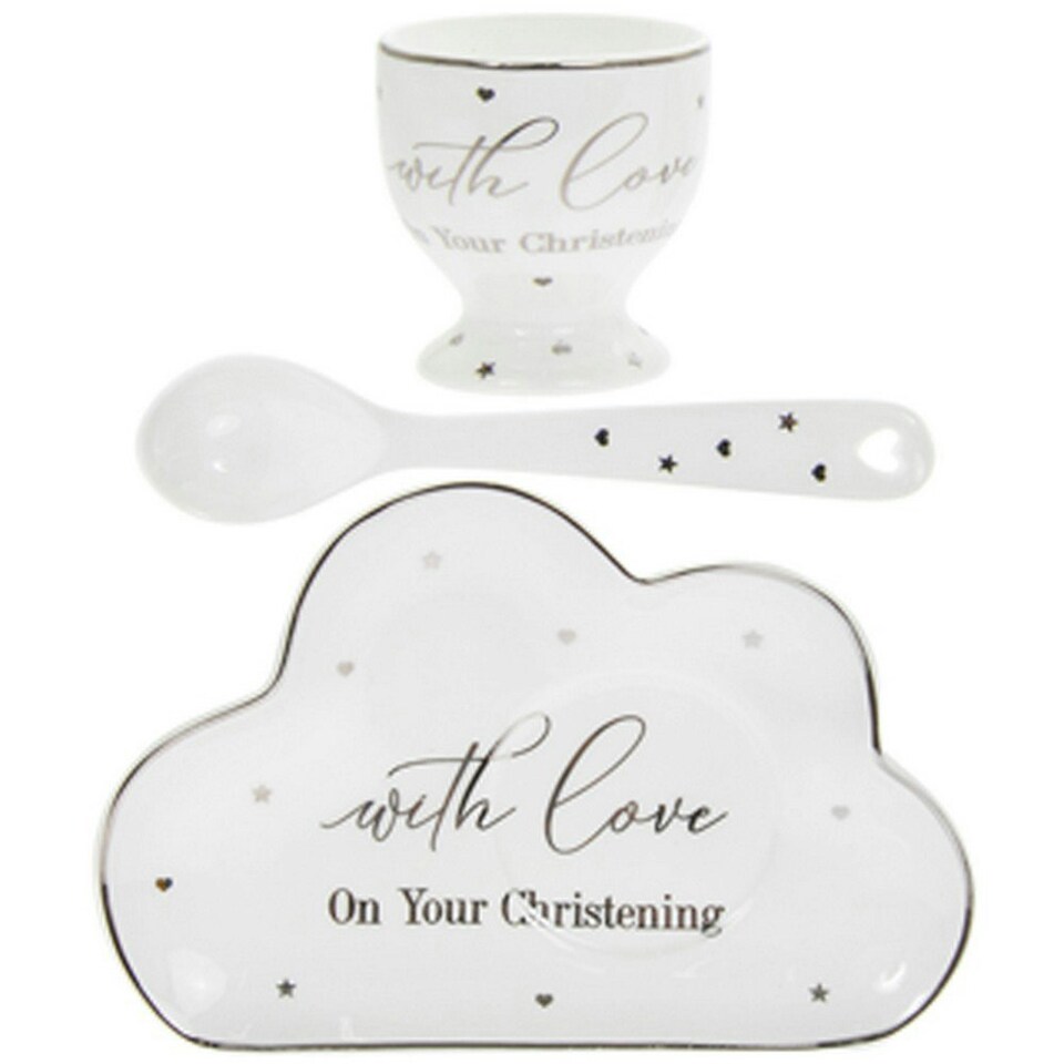 Lesser and Pavey Mad Dots Christening Dining Gift Set - White/Silver - One Size