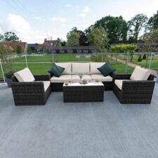 Luxury Rattan 5 Seater Sofa Set with Coffee Table in Stone