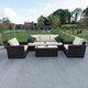image 1 of Luxury Rattan 5 Seater Sofa Set with Coffee Table in Stone