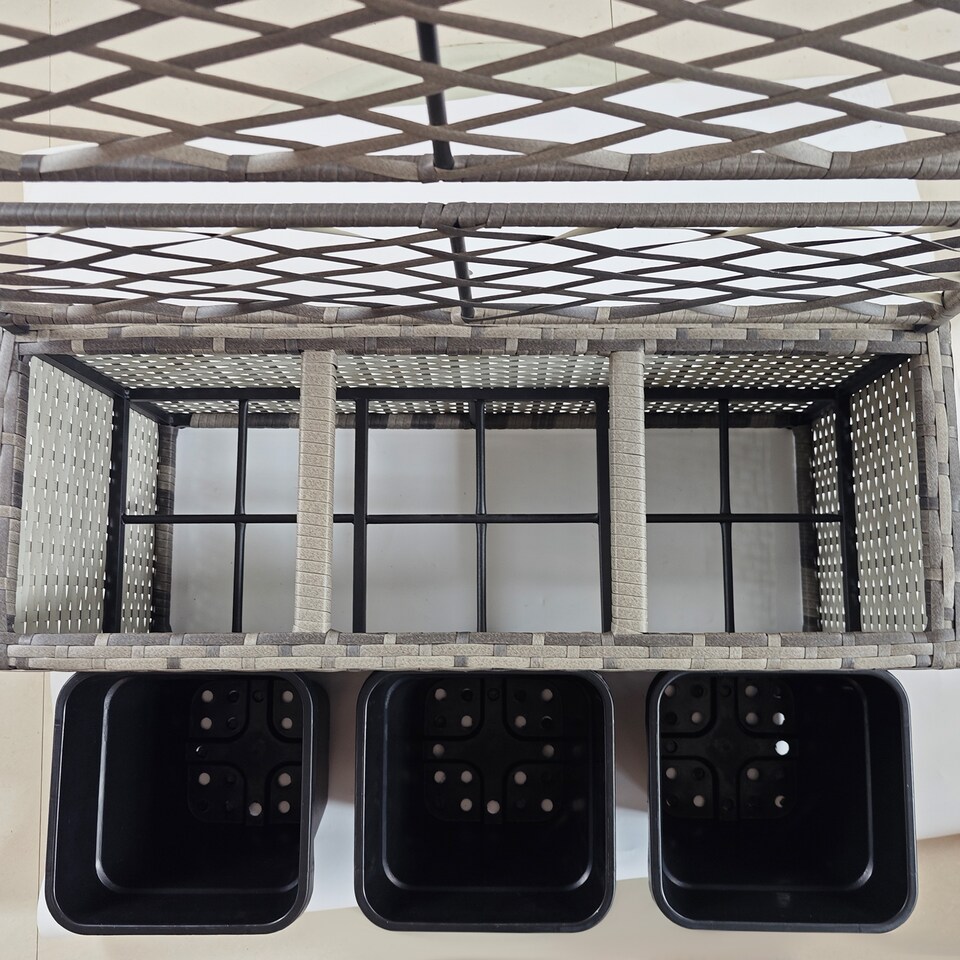 image 1 of Outsunny Garden PE Rattan Planter Box  Trellis Flower Raised Bed, 57x30x107cm