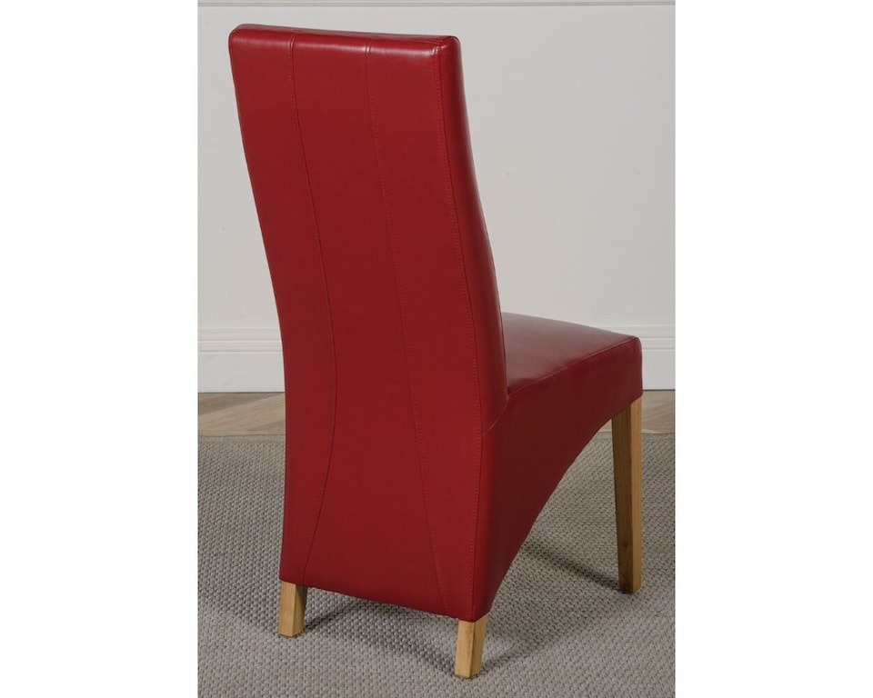 image 1 of Oslo 150 x 90 cm Medium Oak Dining Table and 6 Lola Leather Chairs | Red | Red