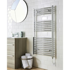 1000mm (H) x 500mm (W) - Straight Vertical Chrome Electric Towel Rail - On/Off - (Clifton Rail) - (1m x 0.5m)