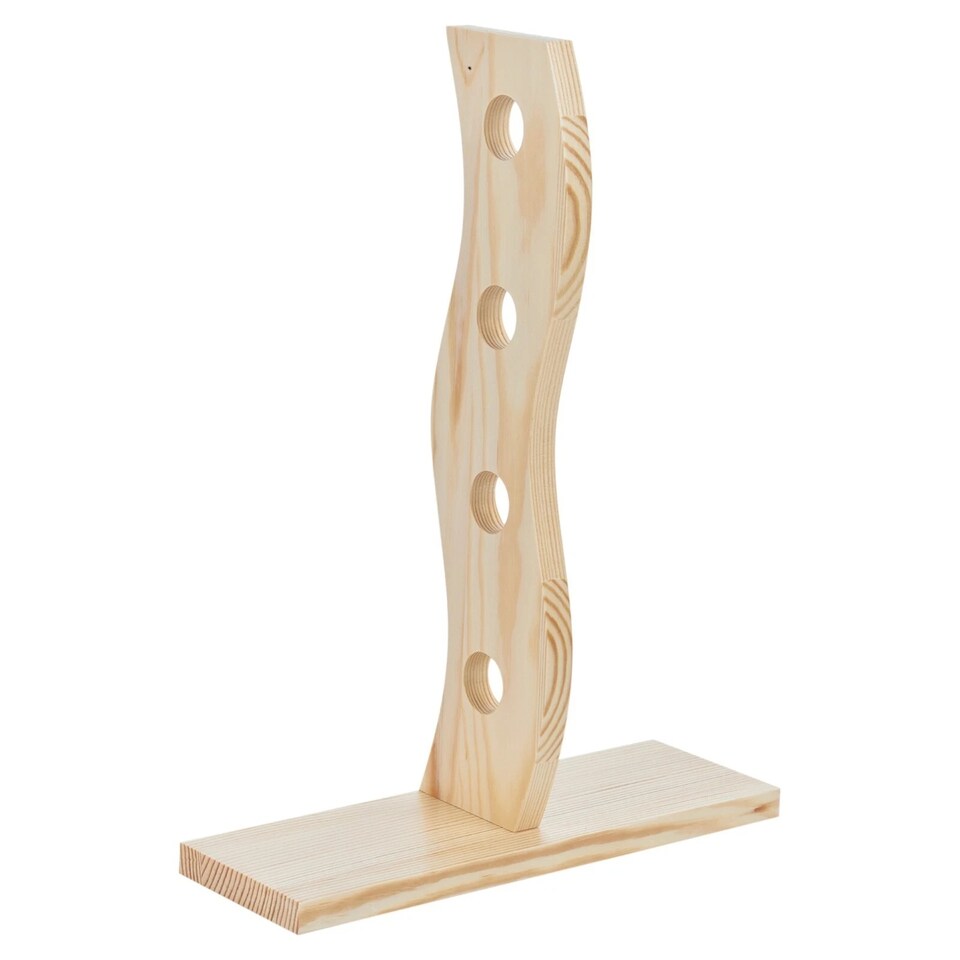 image 1 of 4 Bottle Wooden Wine Rack Free Standing Insert Kitchen Countertop Storage Holder