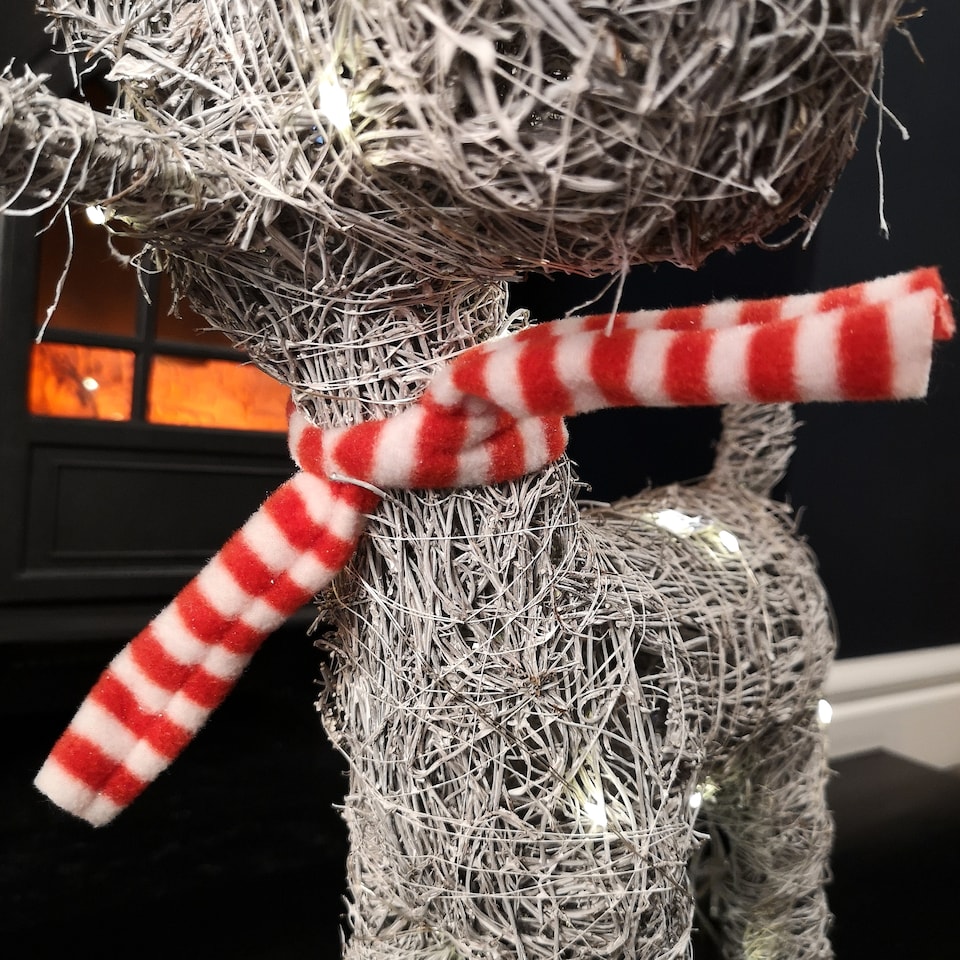 image 1 of 51cm Battery Operated Rattan Woven Blitzen Reindeer with Warm White LEDs