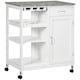 image 1 of HOMCOM Kitchen Trolley Utility Cart W/ Wheel Wine Rack Open Shelf and Cabinet