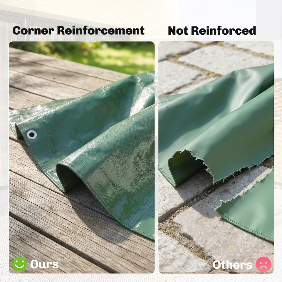 image 1 of Outsunny 3 x 4m Waterproof Tarpaulin, 90GSM Tear-Resistant PE Tarp | Green | Green | 300 x 400 cm