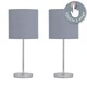 image 2 of First Choice Lighting Set of 2 Chrome Touch Operated Table Lamp with Grey Cotton Shades Chrome | Grey