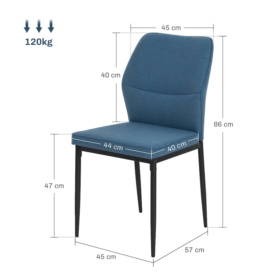 image 1 of HOMCOM Set of 2 Dining Chairs with Curved Back Padded Seat for Kitchen Blue Blue