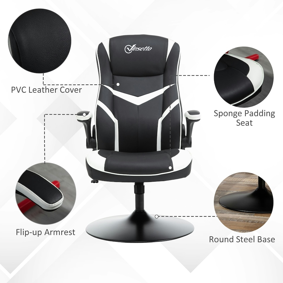 image 1 of Vinsetto Racing Office Chair PVC Leather Computer Gaming Height Adjustable