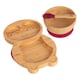 image 1 of Tiny Dining 3pc Bamboo Suction Feeding Set - Penguin/Red - Divided Non-Slip Bamboo Baby Self-Feeding Dining Weaning Set