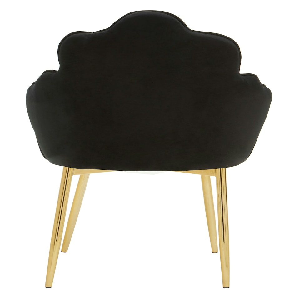 image 1 of Interiors by Premier Black Velvet Dining Chair, Durable & Adjustable Velvet Office Chair, Backrest Accent Chair with Gold Legs