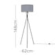 image 3 of ValueLights Camden Black Tripod Floor Lamp with Charcoal Shade Grey