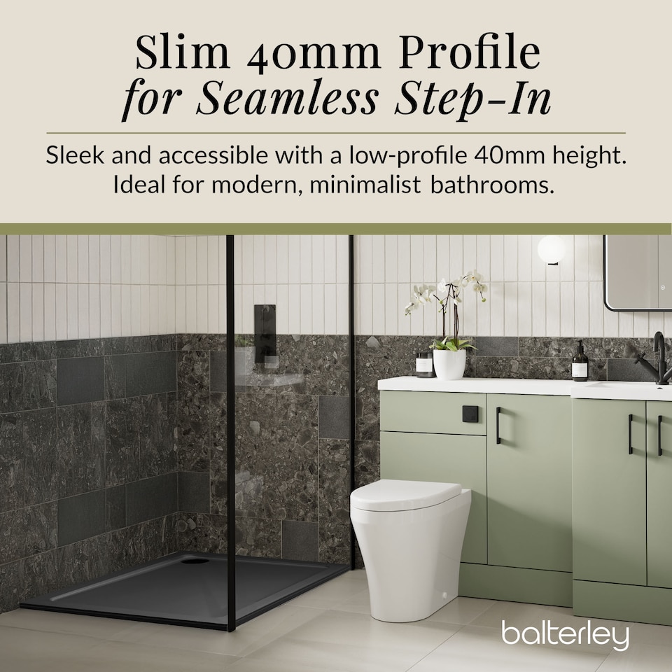 image 1 of Balterley Premium Square Shower Tray | Grey | Grey Slate | 1