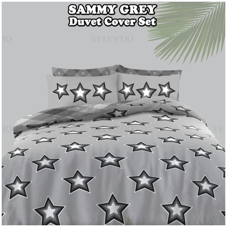 image 1 of VELVETIO Sammy Complete Duvet Cover Set with Fitted Sheet Printed Bedding Quilt