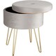 image 1 of Stool Ava - round, padded velvet look, with storage space | Grey | light grey | 37,50 x 37,50 x 44,50 cm | 1
