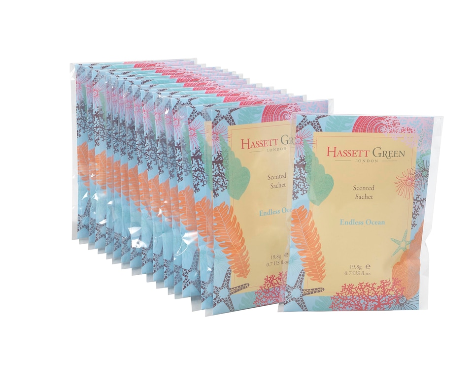 image 1 of Hassett Green London - Endless Ocean - Handmade Large Scented Sachets - Pack of 15 - For Wardrobes & Drawers