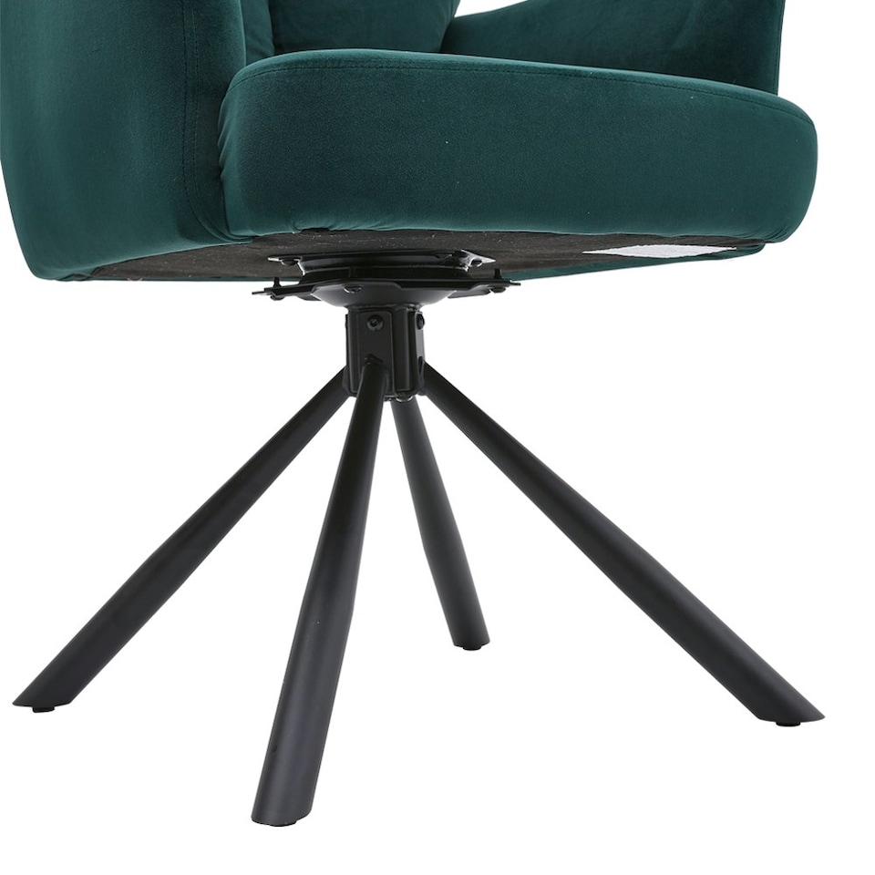 image 1 of Living and Home Modern Upholstered Swivel Armchair with Black Legs - Green Green