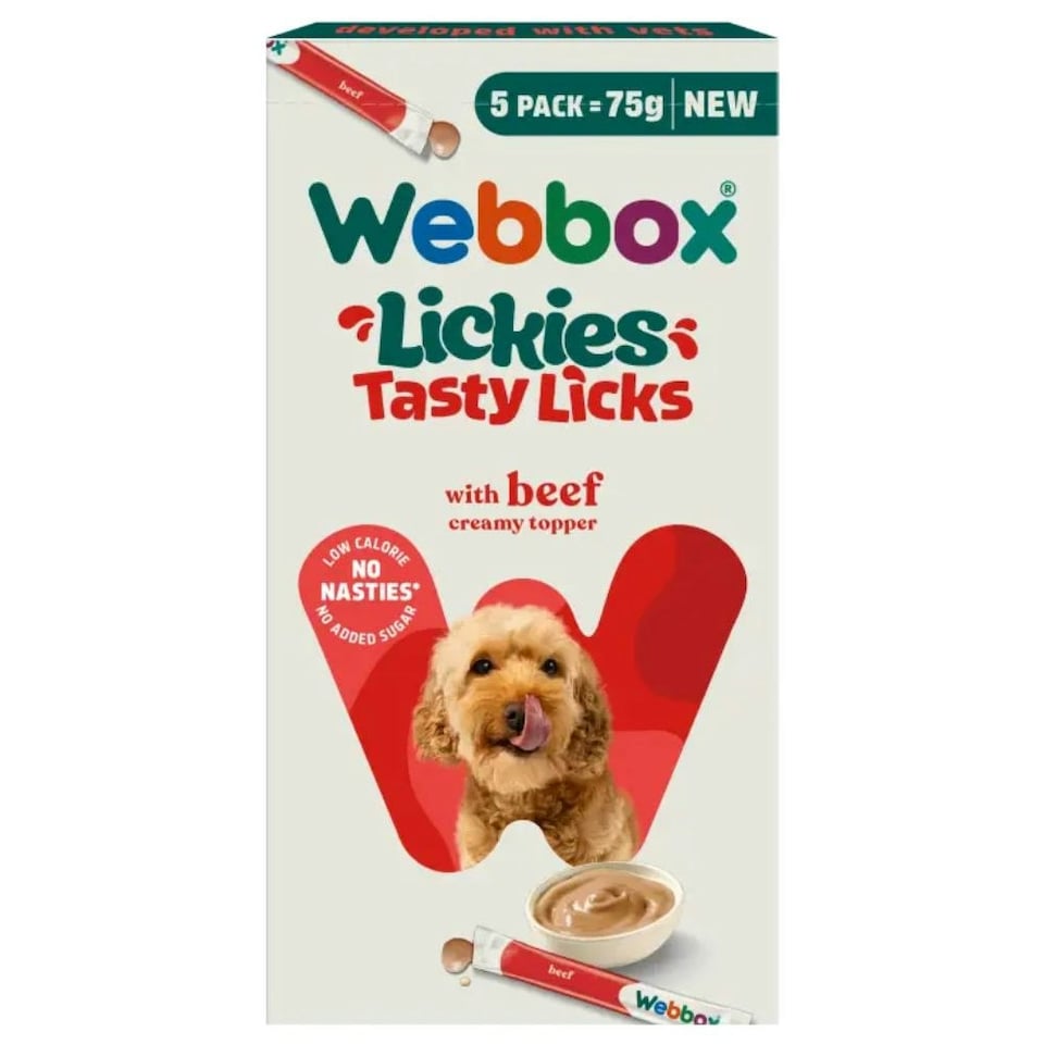 image 1 of Webbox Lickies Tasty Licks Beef Creamy Dog Treats (Bundle of 5)