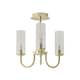 image 1 of ValueLights Canya 3 Way Gold Ceiling Light Clear Ribbed Shades & Bulbs | Gold