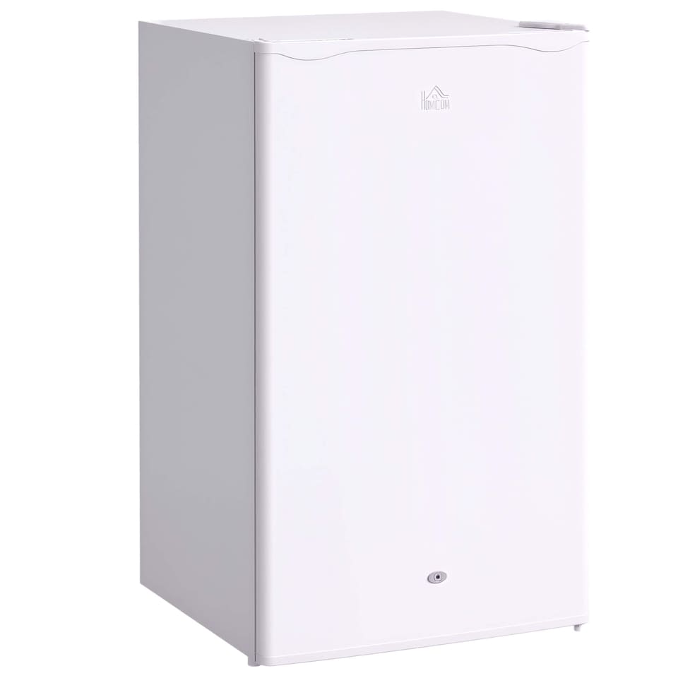 image 1 of HOMCOM Under Counter Fridge, 91L Small Fridge with Lock, Chiller Box, Removable Shelf, Reversible Door, Adjustable Legs, Mini Refrigerator, White