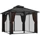 image 1 of Outsunny 3x3(m) Hardtop Gazebo with Polycarbonate Roof & Sides, Brown