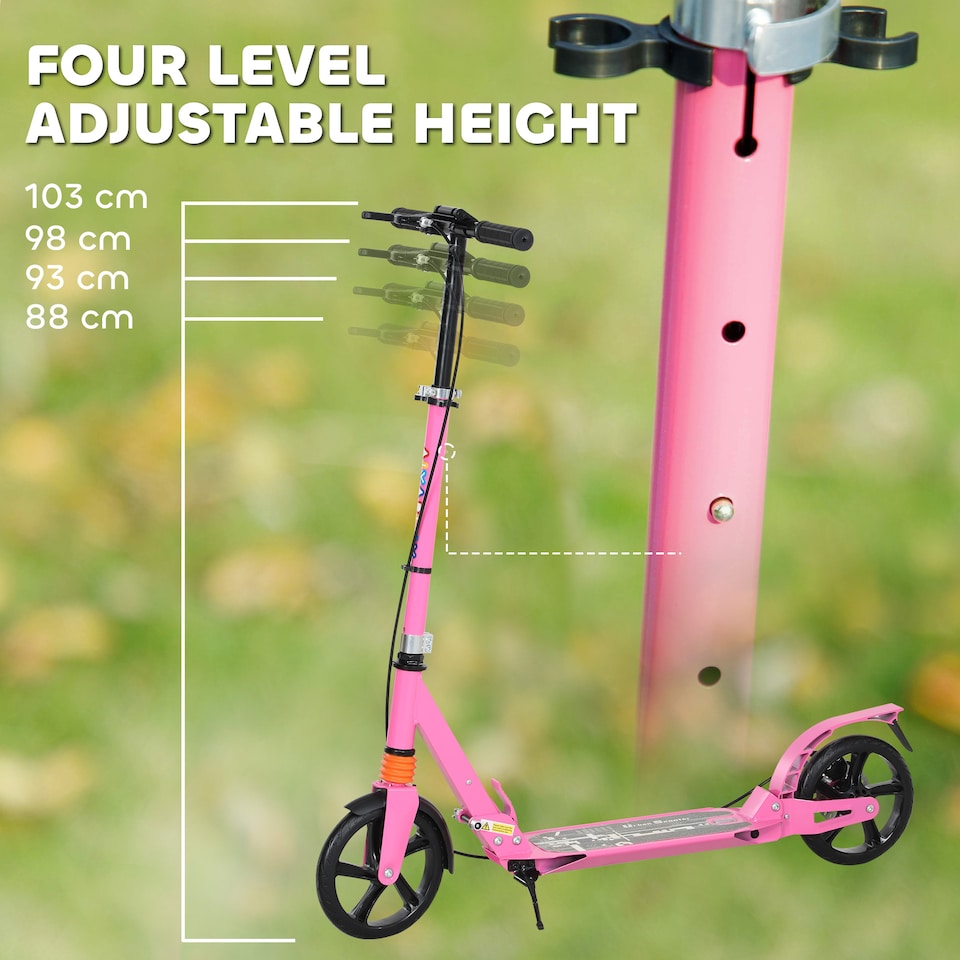 image 1 of AIYAPLAY Kids Scooter, Foldable Kick Scooter w/ Adjustable Handlebar, Pink