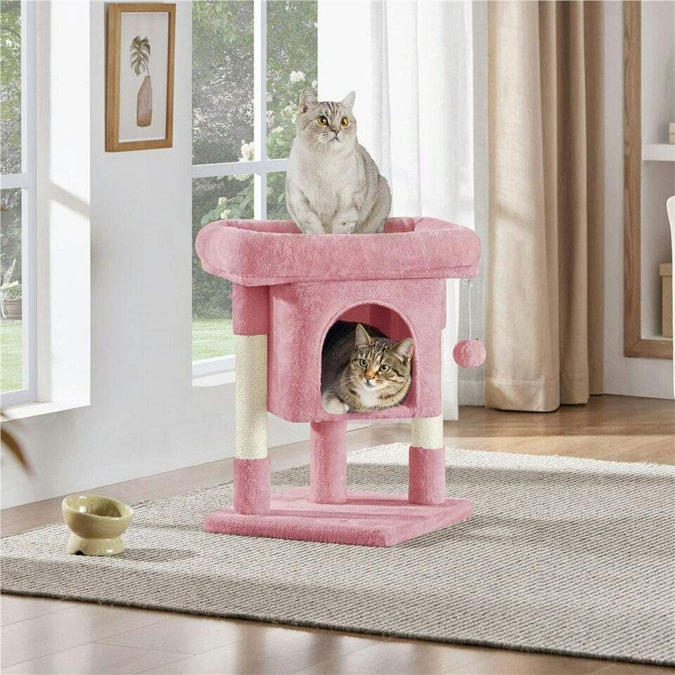 image 1 of Yaheetech 59 cm 2-Level Cat Tree with Condo Pink
