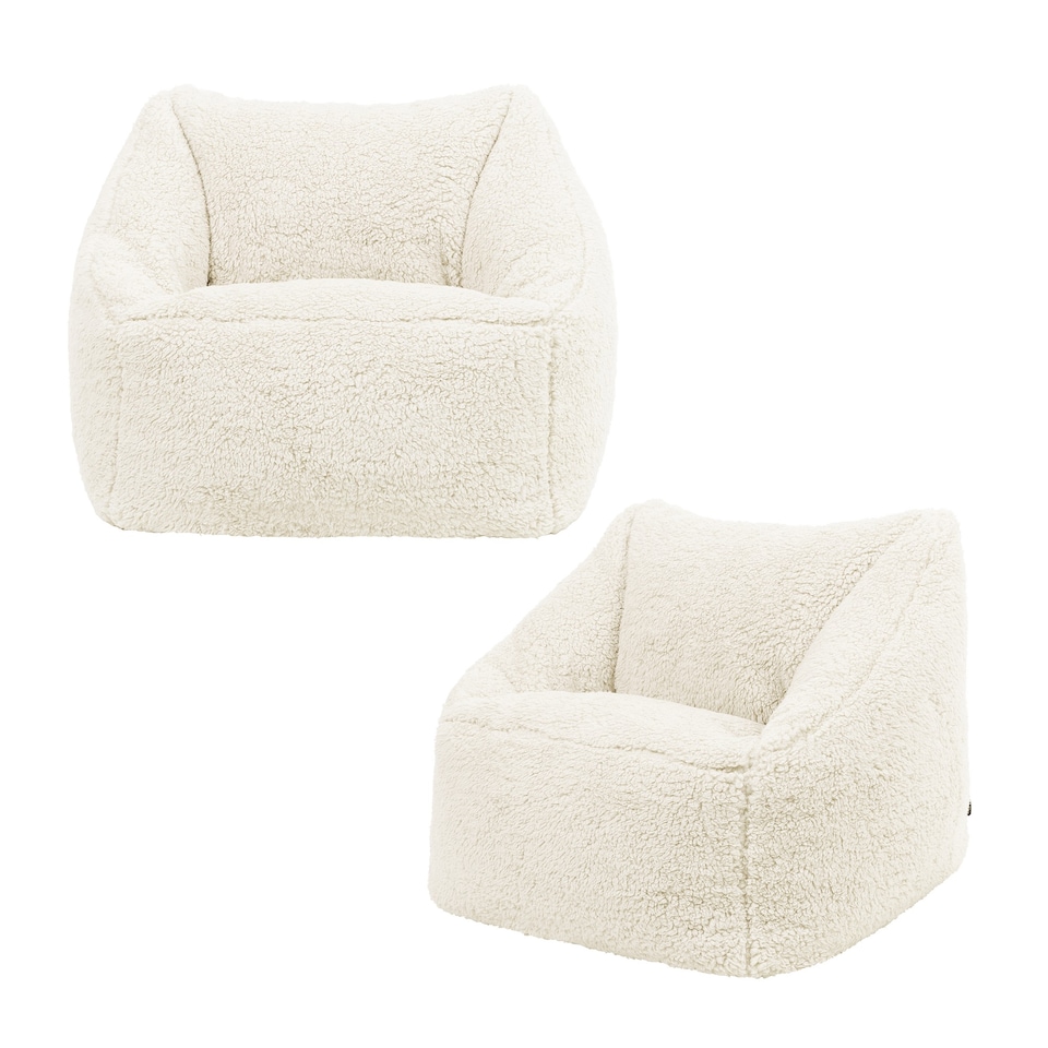 image 1 of Kids Teddy Bear Armchair Bean Bag Natural Beige Childrens Bean Bags Set of 2