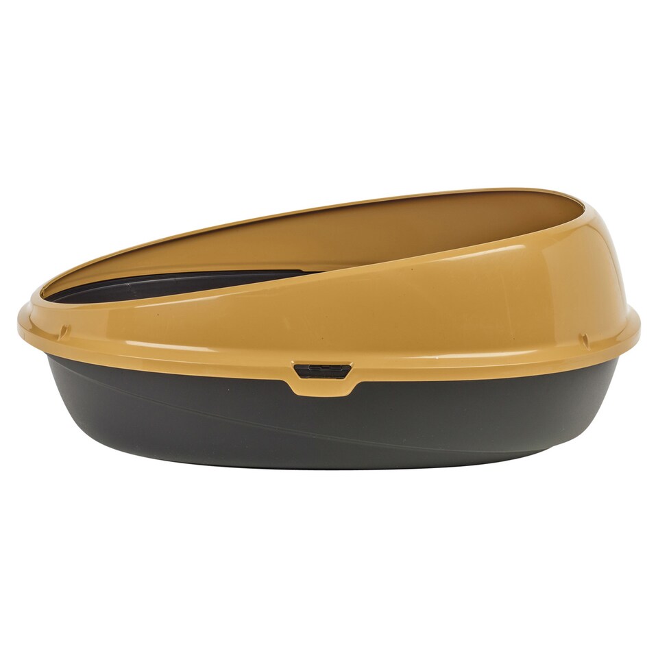 image 1 of Oval Cat Litter Tray Box with Rim | Yellow | 1