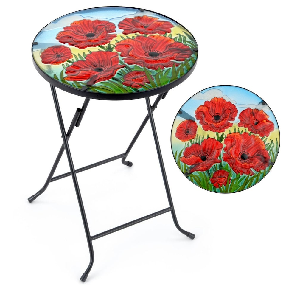 image 1 of Glass Poppy Garden Table