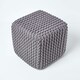 image 3 of Homescapes Dark Grey Cube Cotton Knitted Pouffe Footstool
