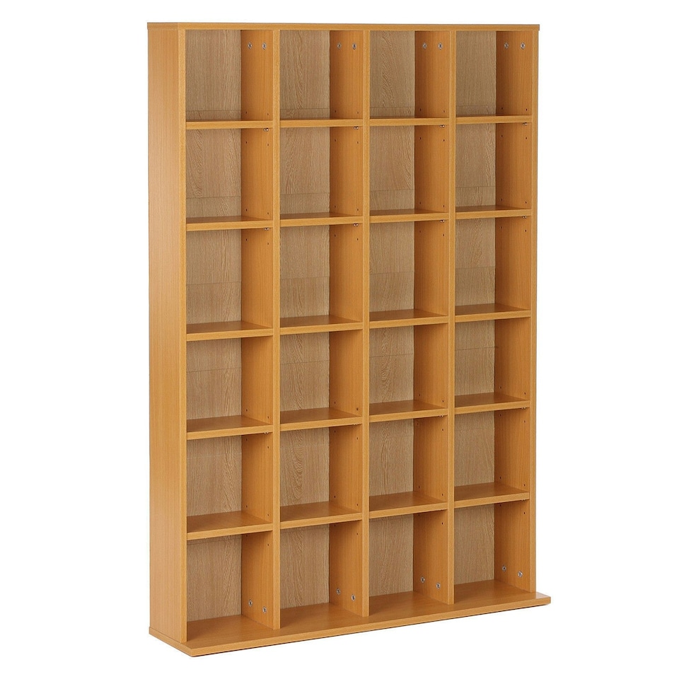 image 1 of HOMCOM DVD CD Media Storage Rack, Video Display Unit, 89 x 130.5 cm, Beech