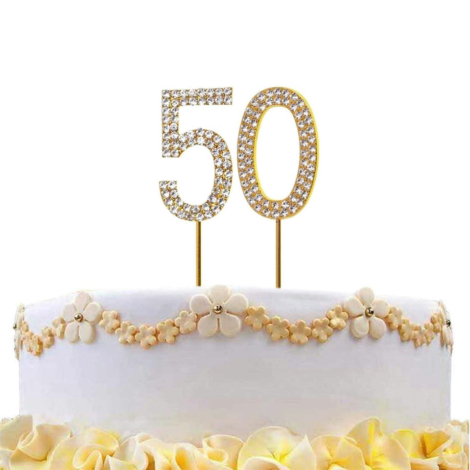 image 1 of Gold Diamond 50 Cake Topper Gold