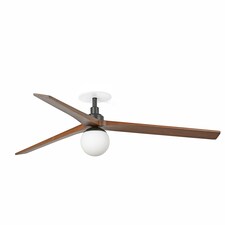 Klim Recessed Large LED Ceiling Fan Matt Black, Dark Walnut Blades