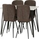 image 2 of Marlow Dining Set with Quebec Chairs White | White Marble/Brown Faux Leather